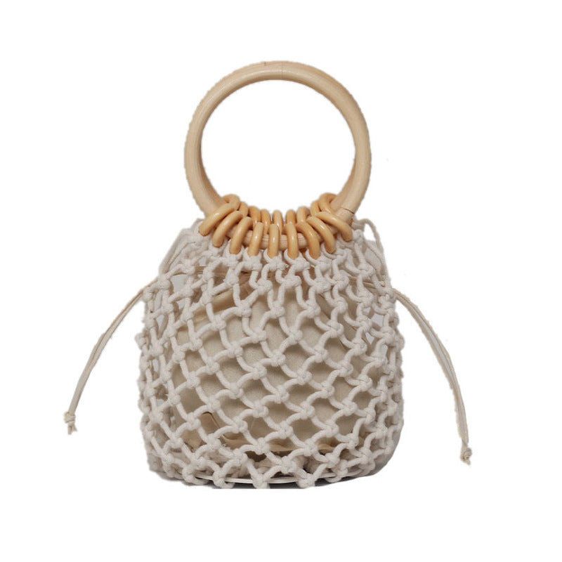 Boho Woven Bucket Bag – Handmade Casual Summer Handbag for Women