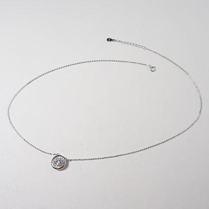 Elegant Zircon Circle Pendant Necklace for Women – Minimalist Silver Choker Jewelry