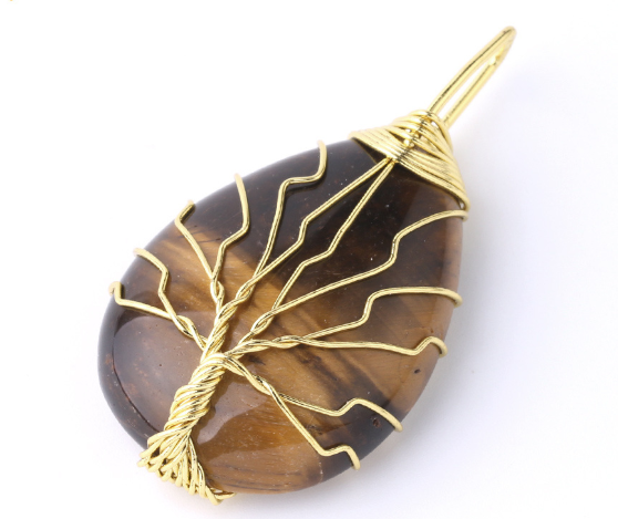 Tree of Life Crystal Teardrop Necklace