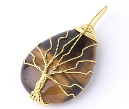 Tree of Life Crystal Teardrop Necklace