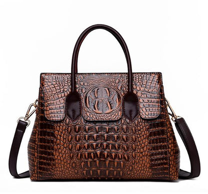 Luxury Crocodile Pattern Women’s Tote Handbag – Vintage Fashion Style