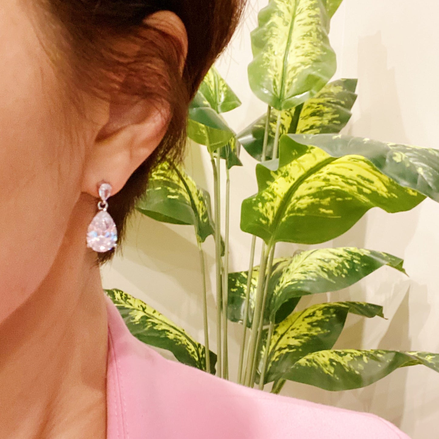 Diamond Look Teardrop Stud Earrings