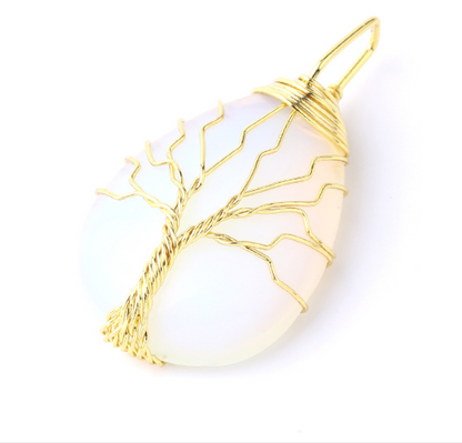 Tree of Life Crystal Teardrop Necklace
