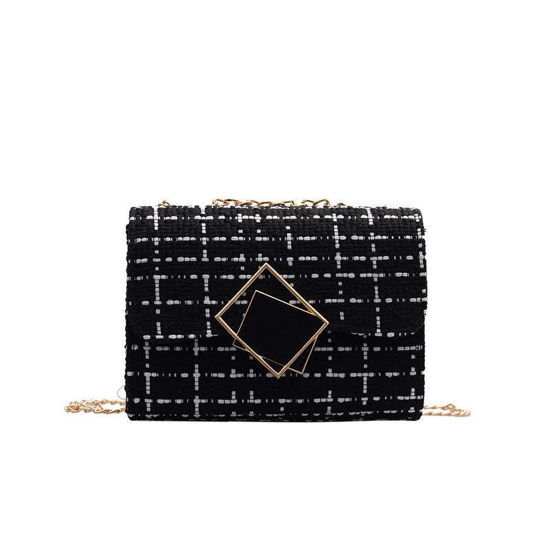 Luxury Tweed Chain Strap Handbag – Elegant Women’s Crossbody Purse