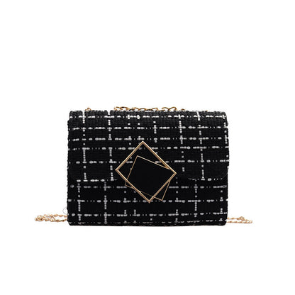 Luxury Tweed Chain Strap Handbag – Elegant Women’s Crossbody Purse