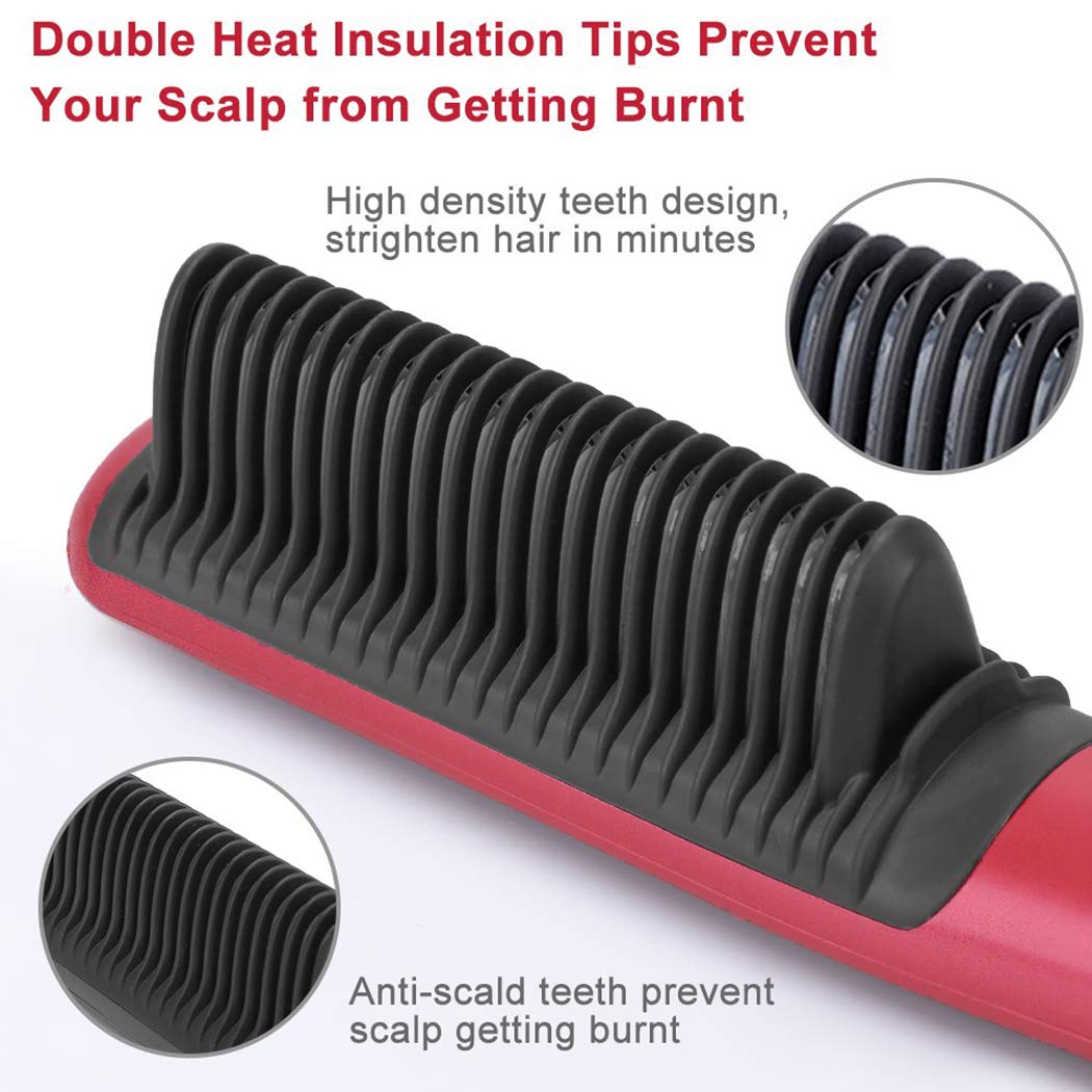 Professional Heated Hair Straightening Brush – Fast Heat Ceramic Hair Styling Comb for Smooth & Frizz-Free Hair
