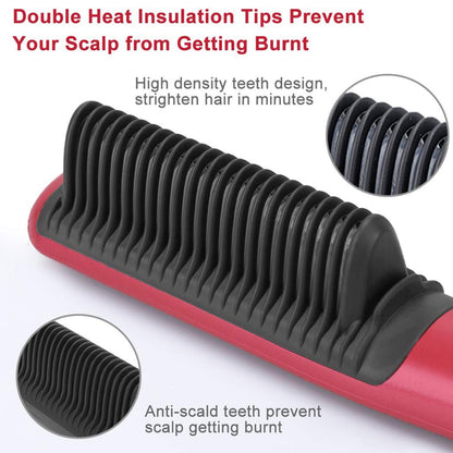 Professional Heated Hair Straightening Brush – Fast Heat Ceramic Hair Styling Comb for Smooth & Frizz-Free Hair
