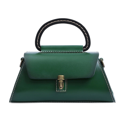 Luxury Geometric Top Handle Leather Handbag for Women