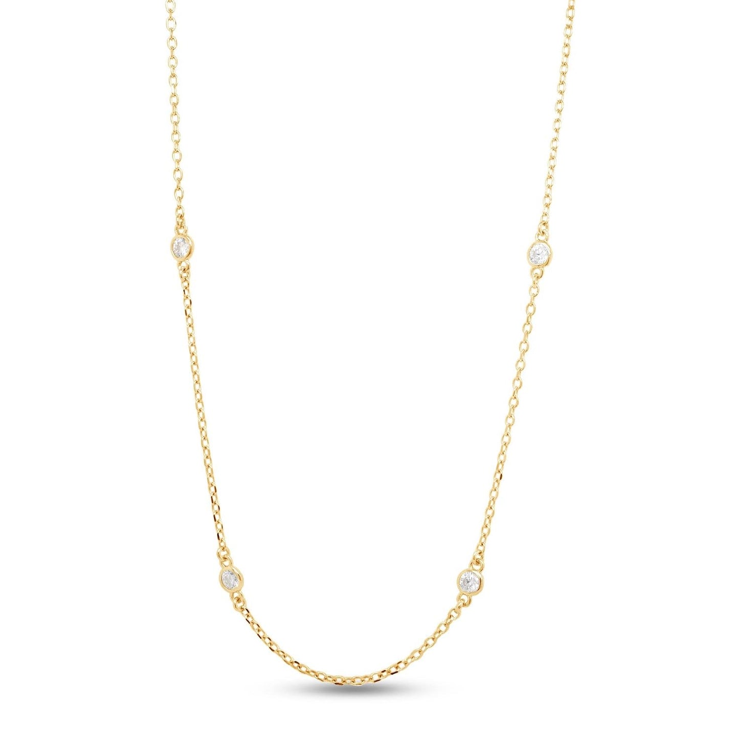 14K Gold Plated Moissanite Station Necklace