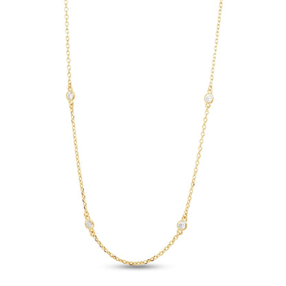 14K Gold Plated Moissanite Station Necklace