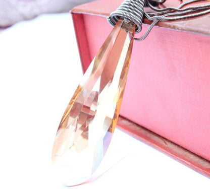 Korean Crystal Teardrop Pendant Necklace