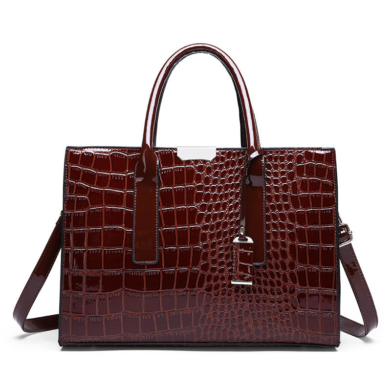 Luxury Crocodile Pattern Shoulder Tote Bag – Elegant Women’s Messenger Handbag