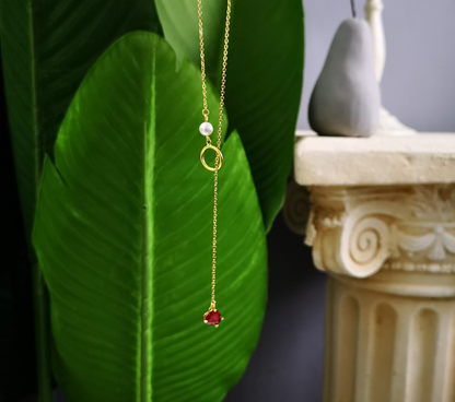 Elegant Heart Pearl Drop Necklace for Women – Gold Chain Choker Pendant