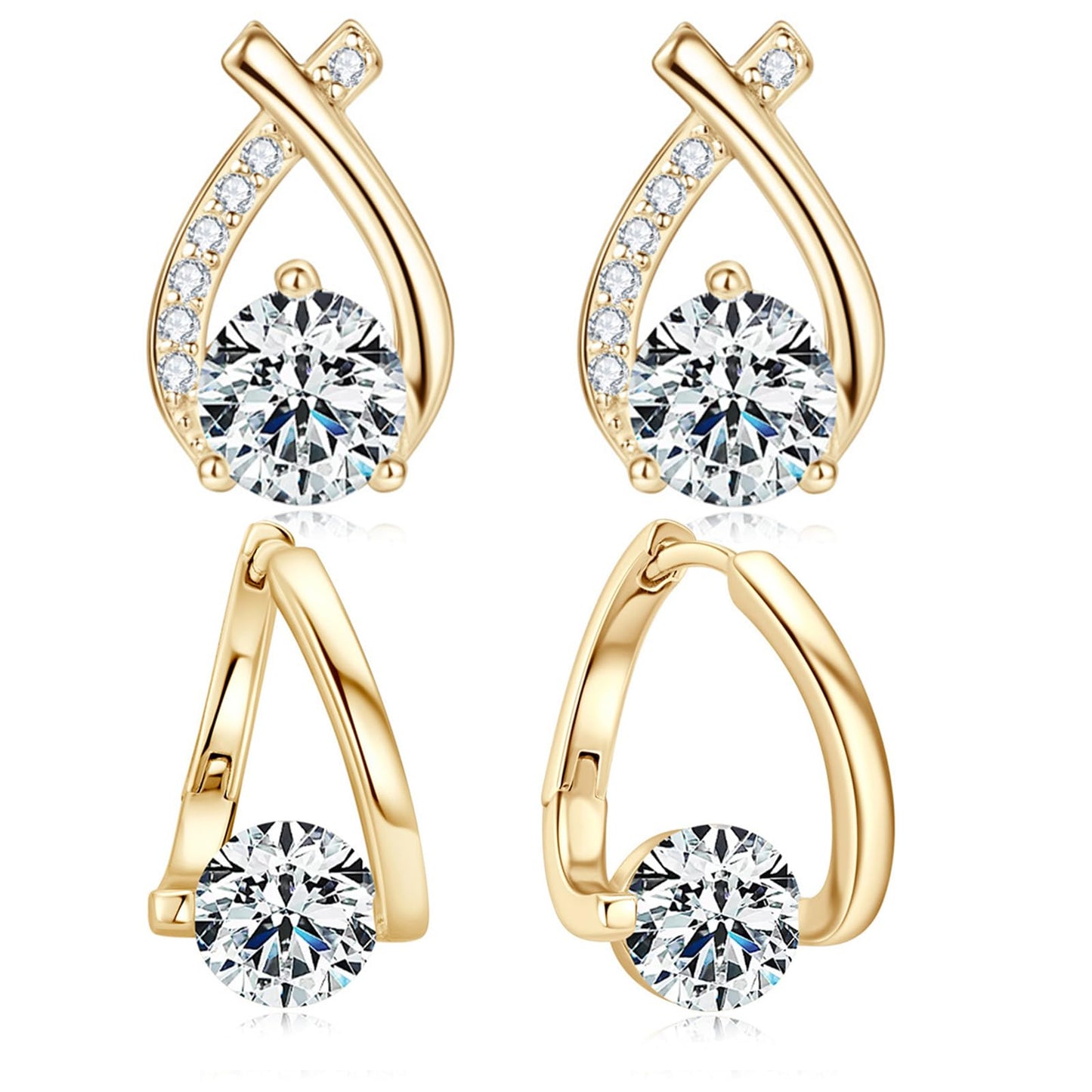 Crystal Drop Statement Earrings – Gold Plated