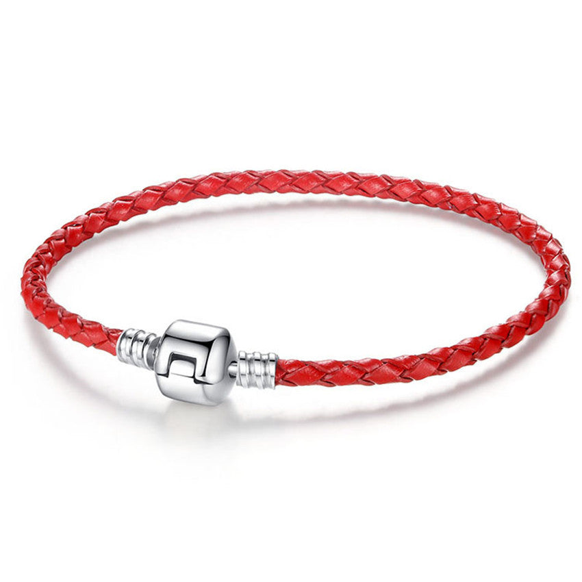 Braided Leather Charm Bracelet