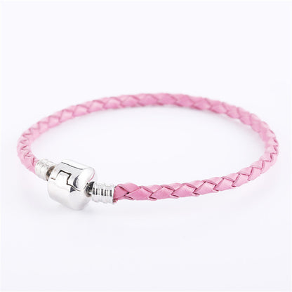Braided Leather Charm Bracelet
