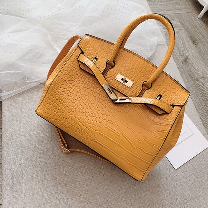 Luxury Crocodile Pattern Tote Bag – Elegant Platinum Women’s Handbag