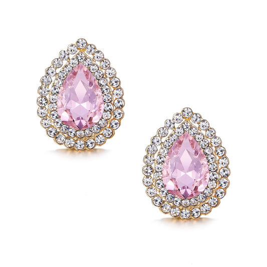Blush Crystal Teardrop Stud Earrings
