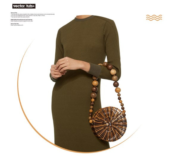 Summer Bamboo Woven Beach Handbag – Boho Round Straw Purse