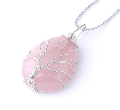 Tree of Life Crystal Teardrop Necklace