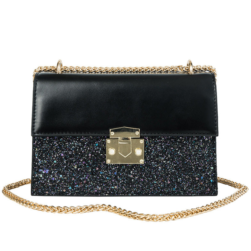 Chic Korean Style Sequin Lock Crossbody Handbag