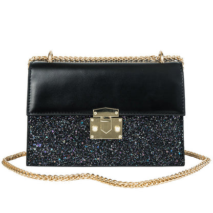 Chic Korean Style Sequin Lock Crossbody Handbag