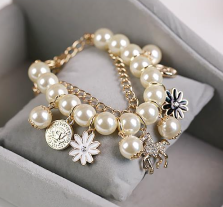 Luxury Pearl Flower Charm Bracelet for Women