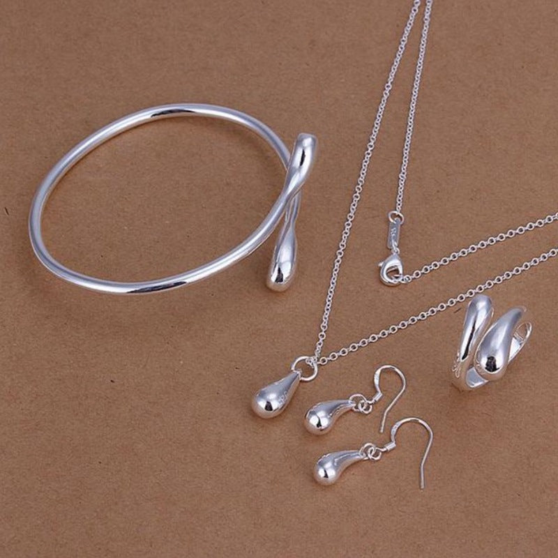 Minimalist Silver Teardrop Jewelry Set