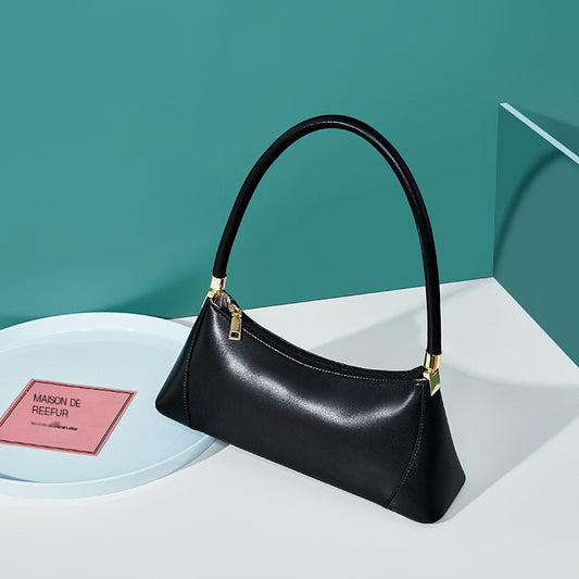 Vintage Leather Baguette Shoulder Bag for Women