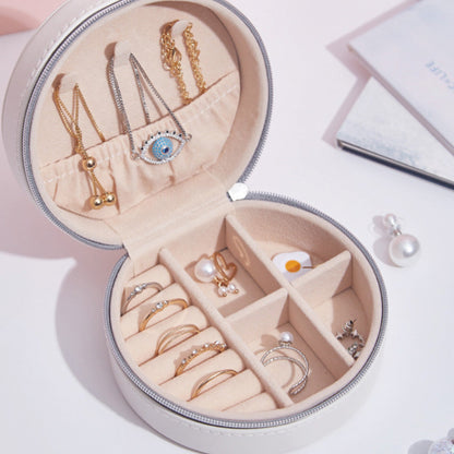 Mini Travel Jewelry Organizer Case – Portable Round Storage Box for Rings & Earrings