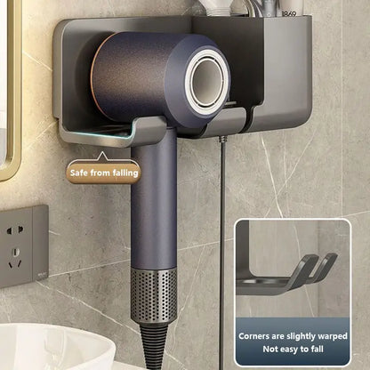 Wall Mounted Hair Tool Holder – Bathroom Organizer Rack for Hair Dryer & Styling Accessories