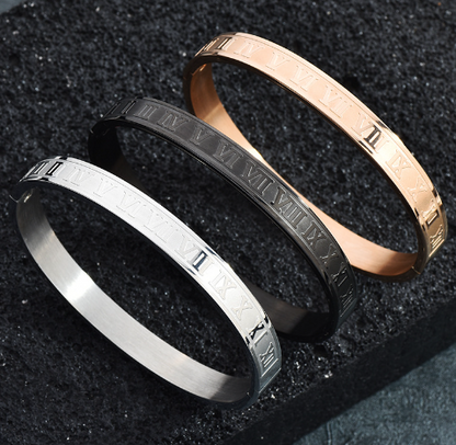 Luxury Roman Numeral Cuff Bracelet for Men & Women