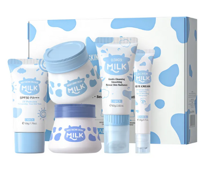 Milk Skin Care 5-Piece Set – Moisturizing Facial Care Kit for Hydrated & Glowing Skin