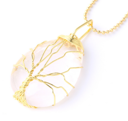 Tree of Life Crystal Teardrop Necklace