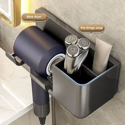Wall Mounted Hair Tool Holder – Bathroom Organizer Rack for Hair Dryer & Styling Accessories