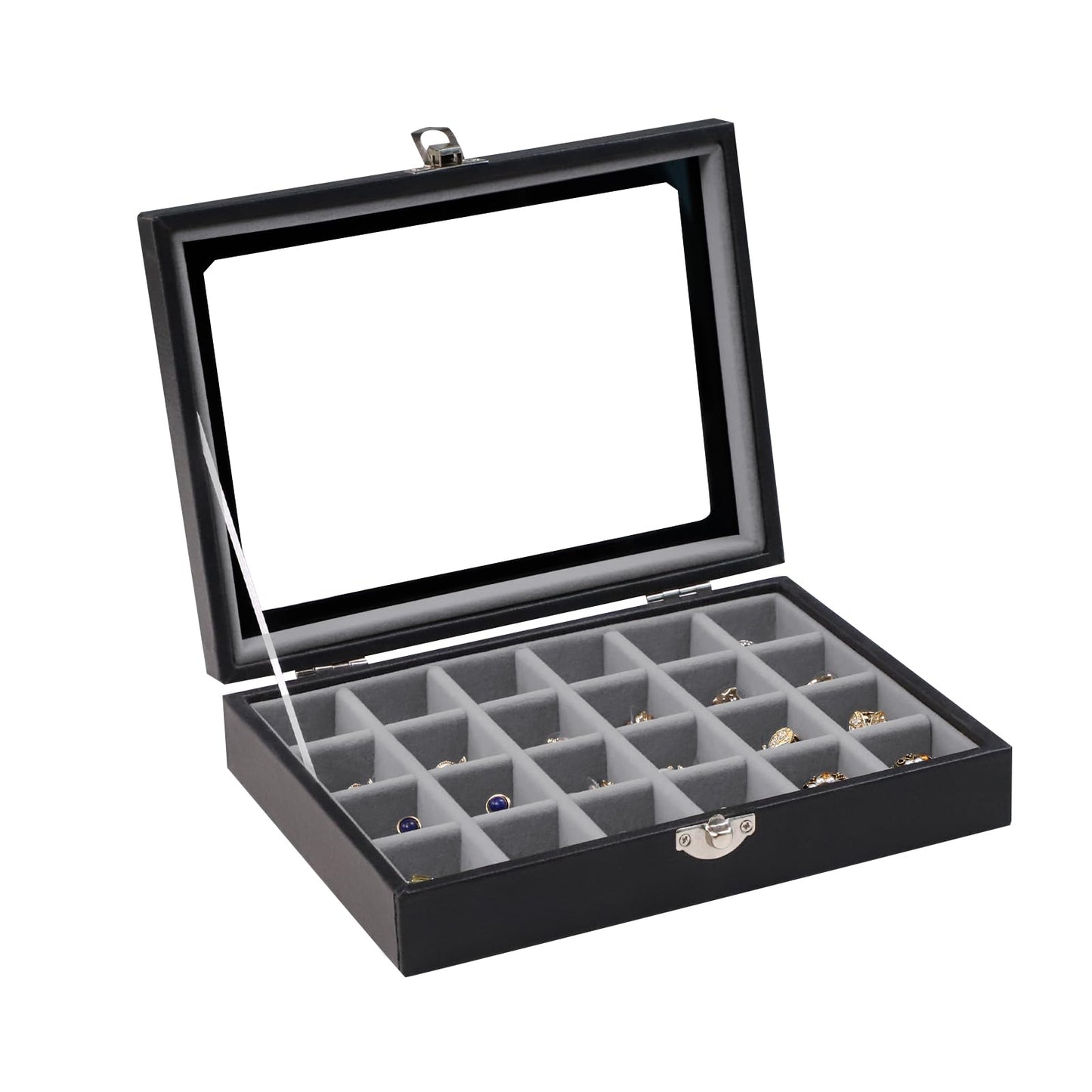 Clear Lid Jewelry Storage Case for Rings & Earrings
