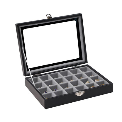 Clear Lid Jewelry Storage Case for Rings & Earrings