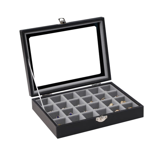 Clear Lid Jewelry Storage Case for Rings & Earrings