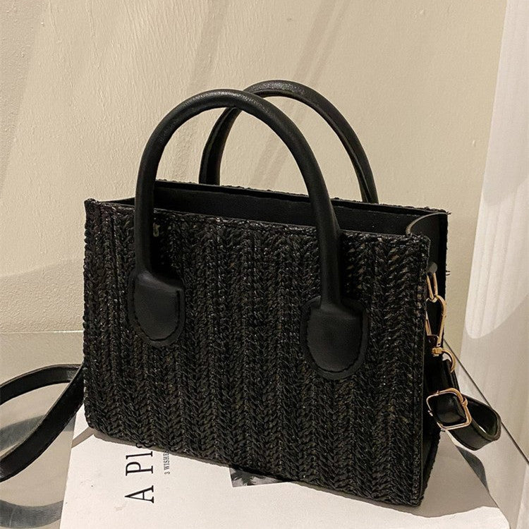 Women’s Straw Crossbody Handbag – Summer Woven Shoulder Tote