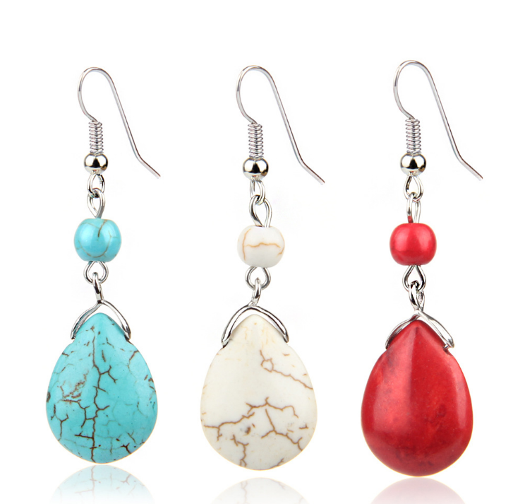 Natural Stone Drop Dangle Earrings