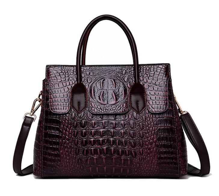 Luxury Crocodile Pattern Women’s Tote Handbag – Vintage Fashion Style