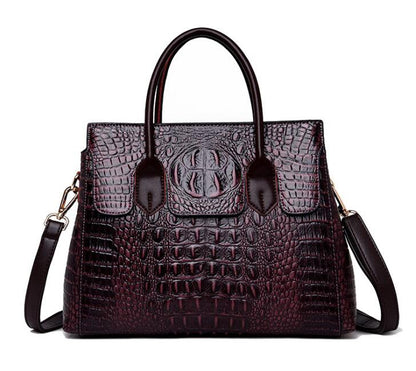Luxury Crocodile Pattern Women’s Tote Handbag – Vintage Fashion Style