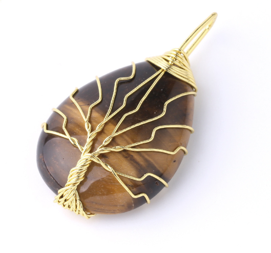 Tree of Life Crystal Teardrop Necklace