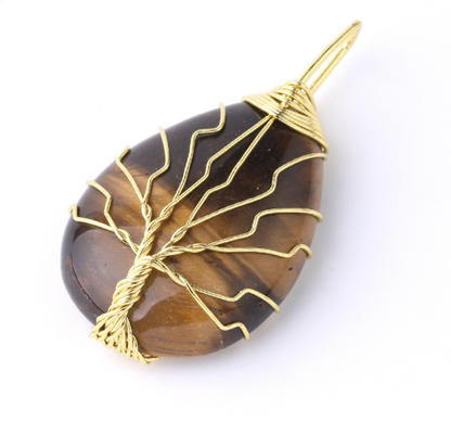 Tree of Life Crystal Teardrop Necklace