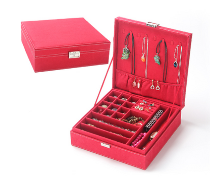 Luxury Velvet Jewelry Box Organizer – Multi-Layer Storage Case for Rings, Earrings & Necklaces
