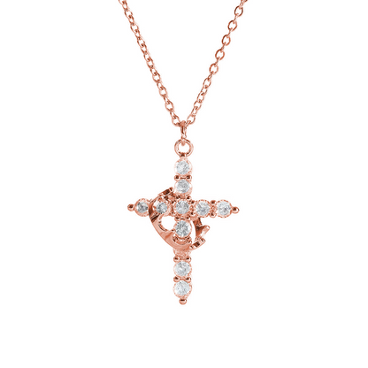 Crystal Crown Cross Pendant Necklace