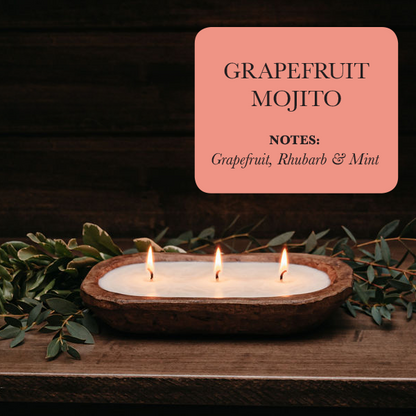 3-Wick Grapefruit Mojito Soy Wax Candle Bowl