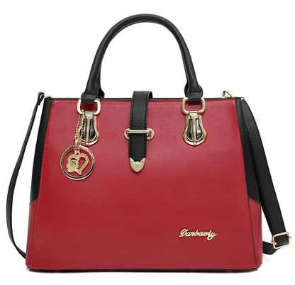 Elegant Color Block Tote Messenger Handbag