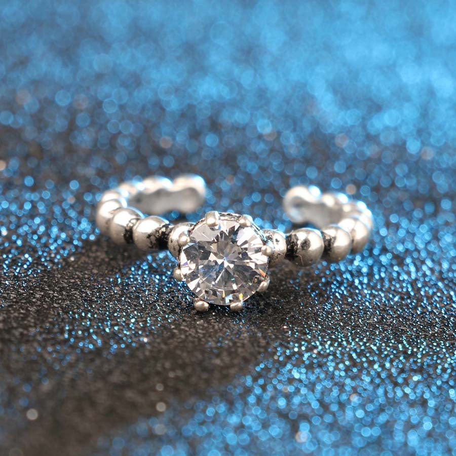 Luxury Silver Crystal Statement Ring