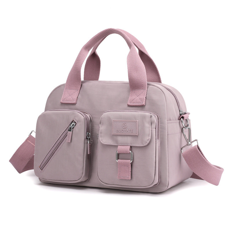 Multi-Pocket Nylon Crossbody Handbag for Women